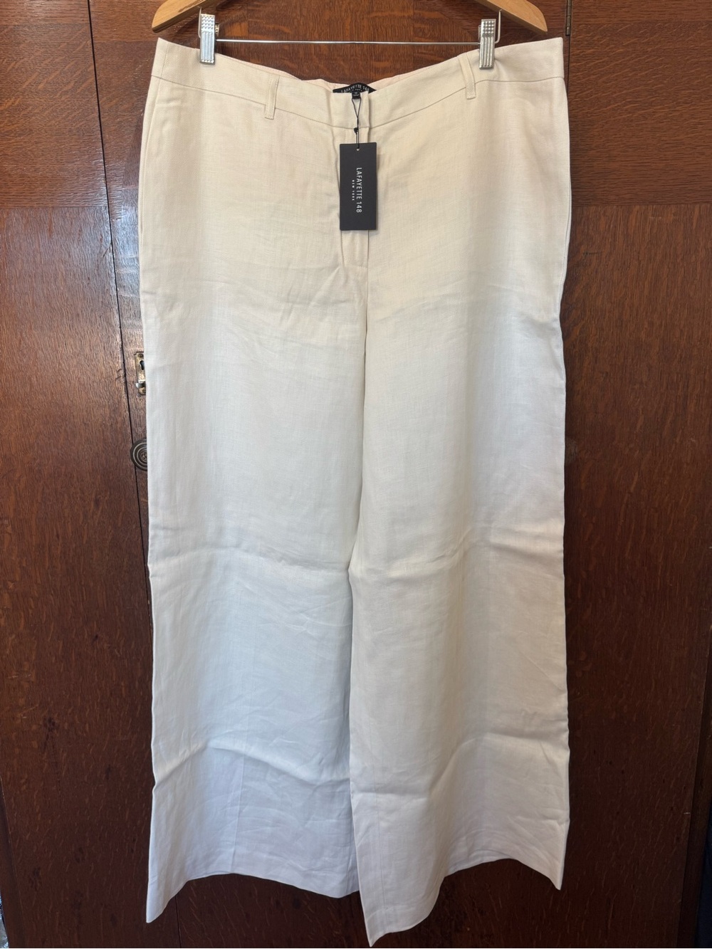 Lafayette 148 New York Cream Linen Wide-Leg Pants